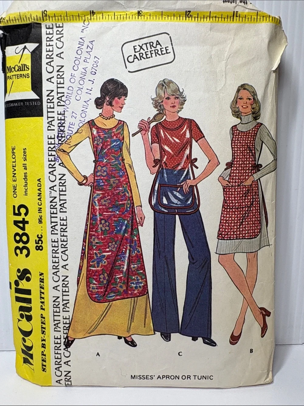 McCall's Step-by-Step Patterns 3845 Apron & Tunic 1970’s